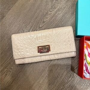 Kate Spade Beige Croc-Embossed Wallet